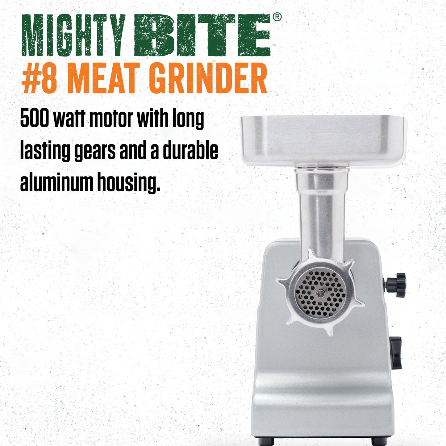 LEM Products MightyBite #8 Meat Grinder, 500 Watt Aluminum Electric Meat Grinder for Home Use, Compact Food Processor for Grinding, Sausage Stuffing, Cooking
