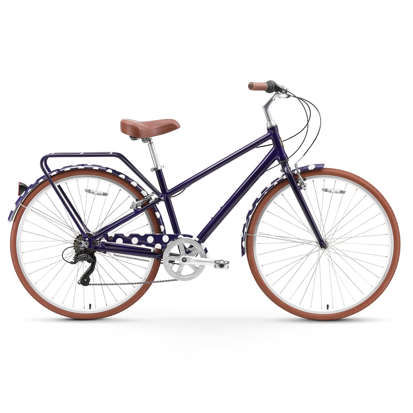 sixthreezero A/O Reach Your Destination Women's Limited 7-Speed Hybrid Commuter, Navy & White Spots