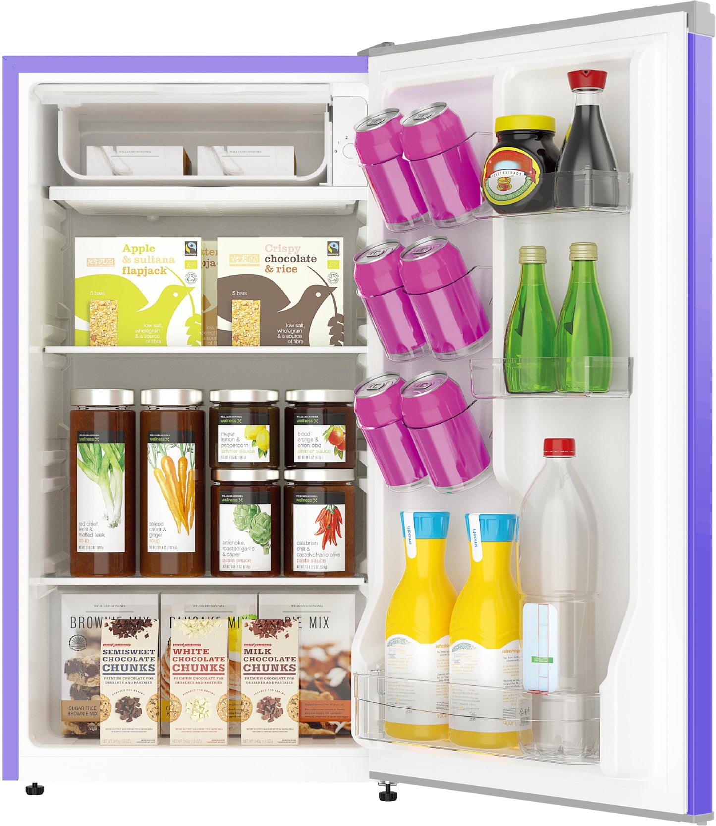 ARCTIC CHEF Mini Refrigerator-Freezer Compartment-Adjustable Thermostat Control-Reversible Doors-Ideal for Dorm, Office, RV, Garage, Apartment-PURPLE, 3.2 CU.FT