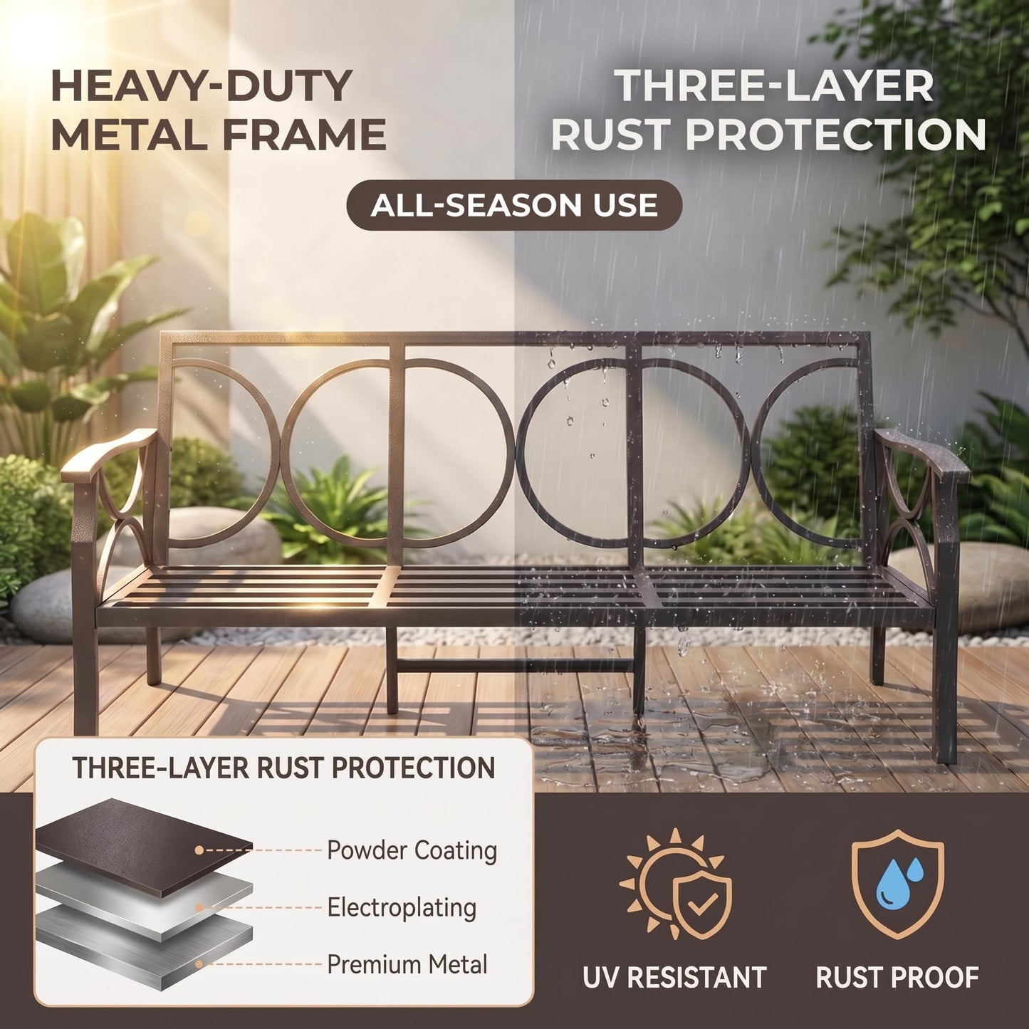 RoyalCraft 7-Pieces Outdoor Patio Furniture Set, Outdoor Metal Sectional Furniture with Cushions, Outdoor Conversation Seating Set with Coffee Table for Balcony, Backyard, Garden, Deck, Grey