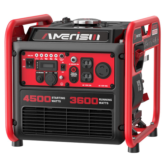 AMERISUN Gas Powered Generator 4500-Watt, Portable Inverter Generator with CO-Sensor, Parallel Capable Long Run Time for Camping Tailgating Home Emergency Use, EPA Compliant