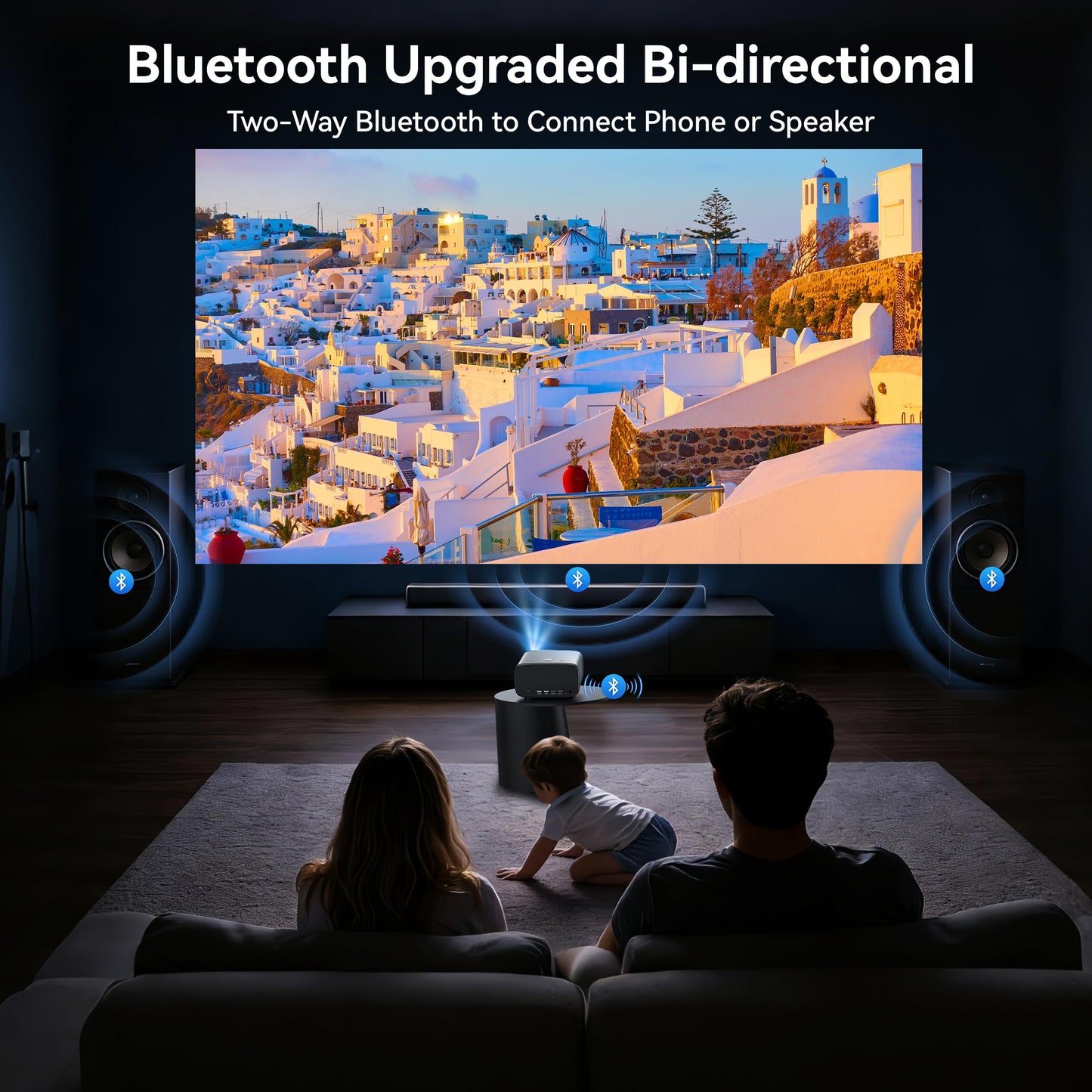 Walnutt 2000 ANSI Outdoor Movie Projector, Official Apps, 4K Home Theater