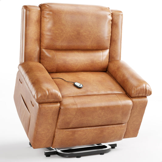 GarveeHome Oversized Wide Power Lift Recliner Chair - Heat and Massage, Adjustable Back and Legs, PU Leather Electric Lift Chair Designed for the Elderly and People with Mobility impaired