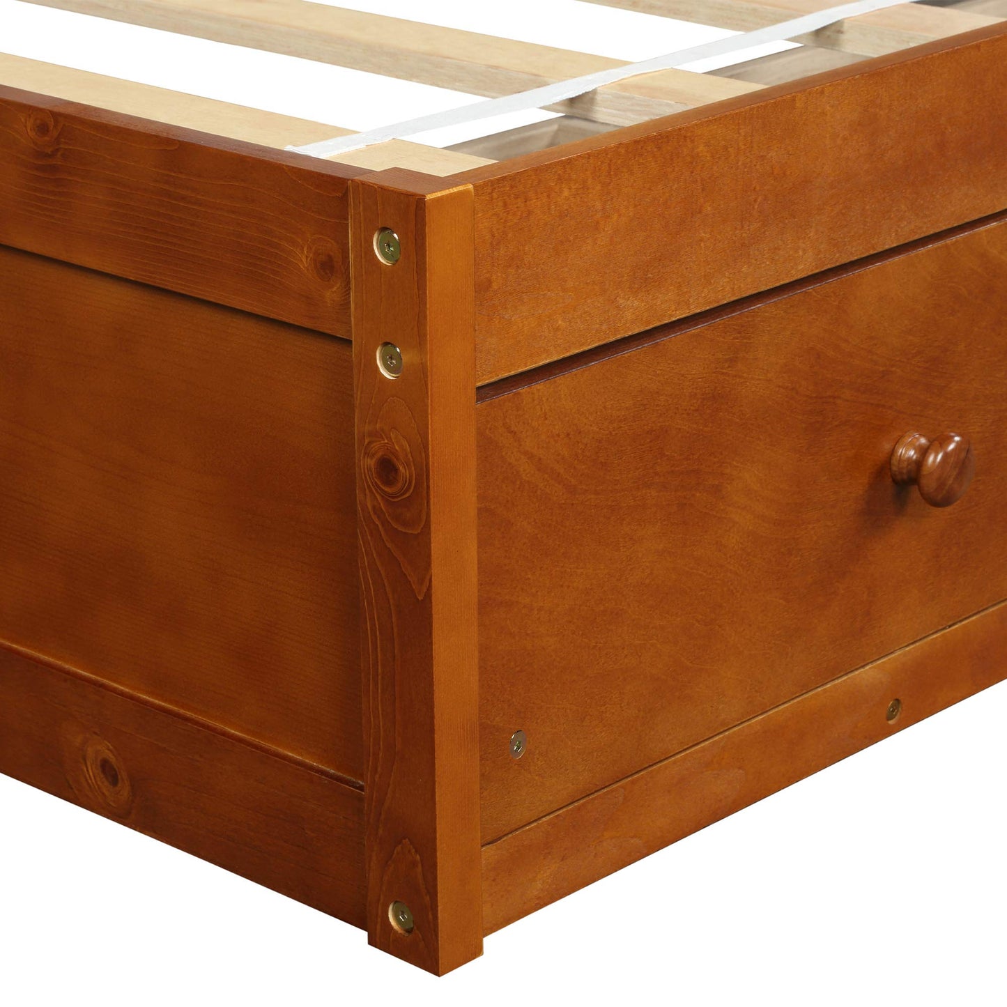 Merax Wood Captain's Platform Storage Bed with 3 Drawers,Classic Bed Frame No Box Spring Needed Twin, Oak