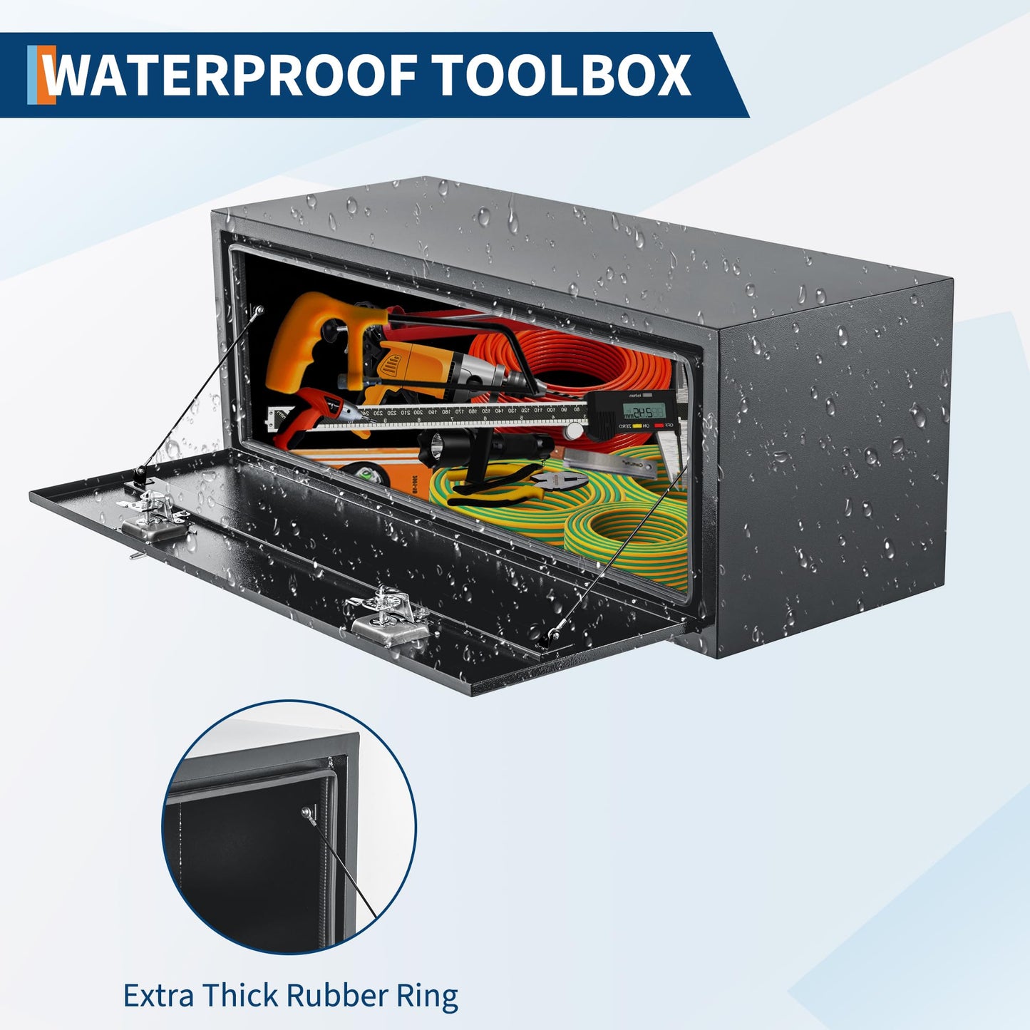 SierraSquad Black Steel Underbody Truck Tool Box with t-Handle Latch Smooth Surface Truck Tool Box for Underbed of Truck, Trailer, Rv, 48"x 16"x 13"