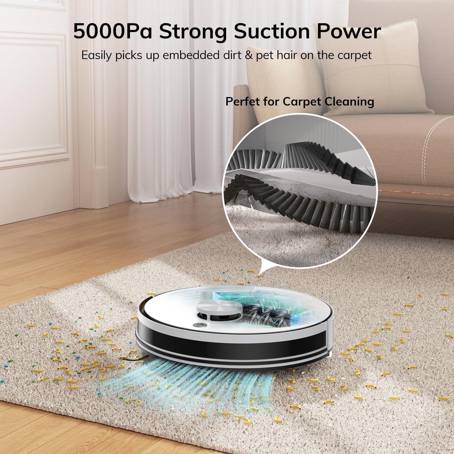 ILIFE A30 Pro Robot Vacuum and Mop, Self Emptying Station for 60 Days, 5000Pa Suction, LiDAR Navigation, No-Go Zones, 2.4G WiFi/App/Alexa/Remote Control, Clean Hard Floors to Medium-Pile Carpet, 110V