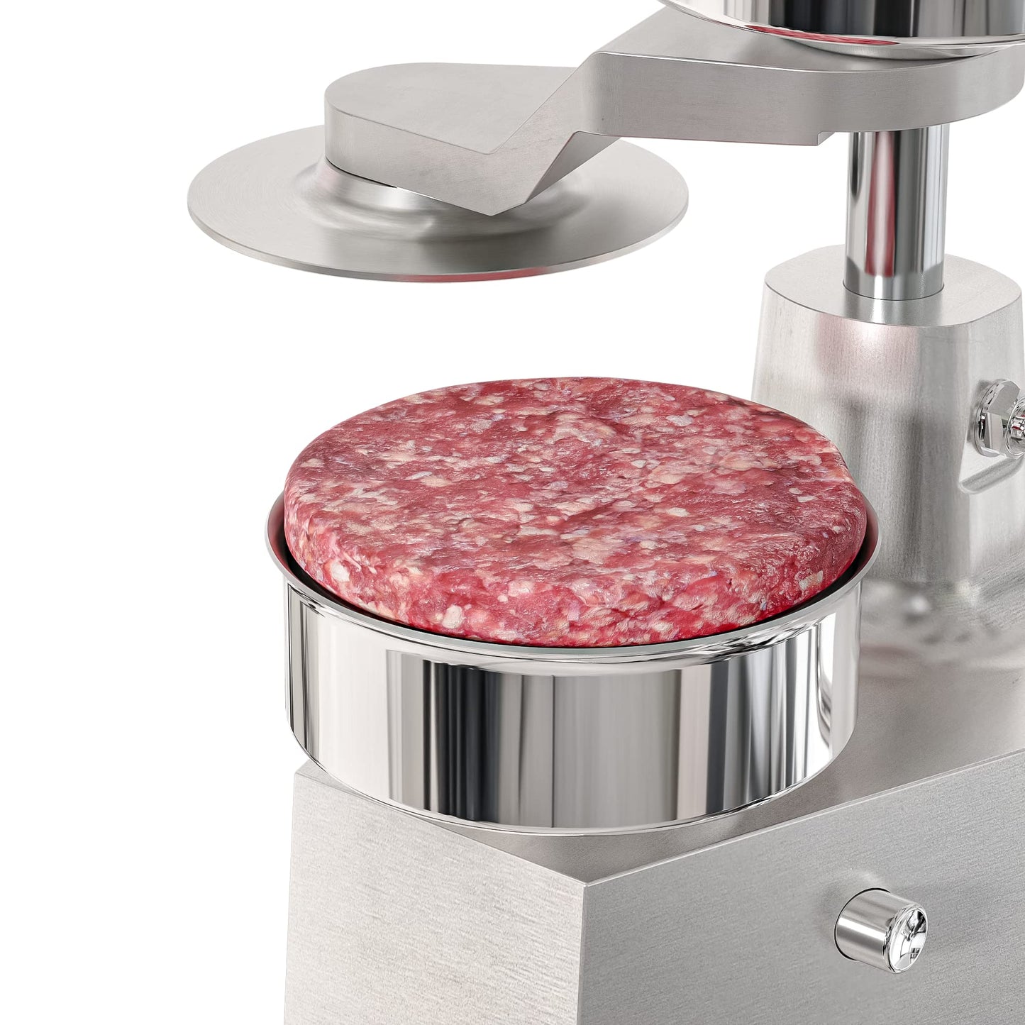KoolMore Burger Press Patty Maker for 4” Hamburgers, Stainless-Steel Manual Forming Machine for Personal and Commercial Foods, Heavy Duty Processor, Includes Pattie Papers (CHM-4), Silver
