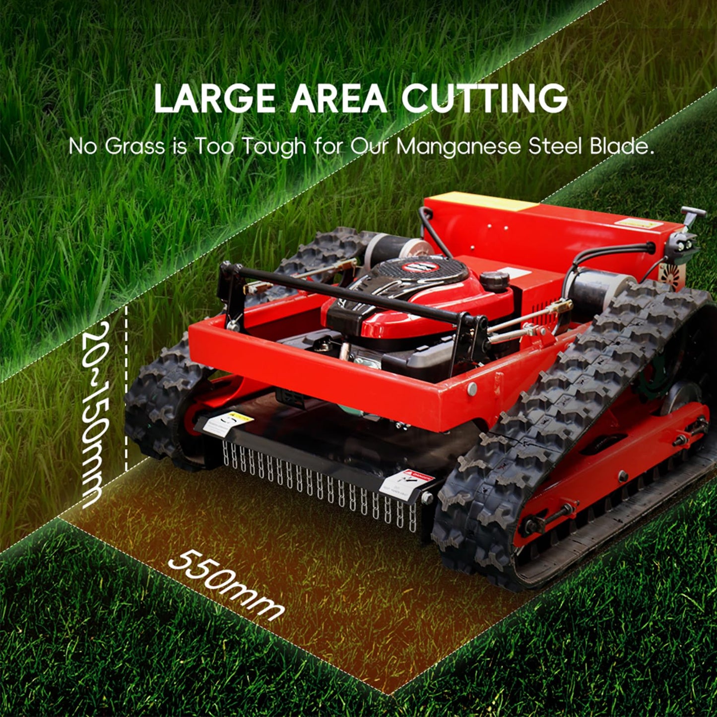 DANWIWEE Remote Control Robotic Lawn Mower, Automatic Track Lawn Mower for 45° Slope, Adjustable Cutting Height, All Terrain Grass Cutter Yard Mower USA Stock