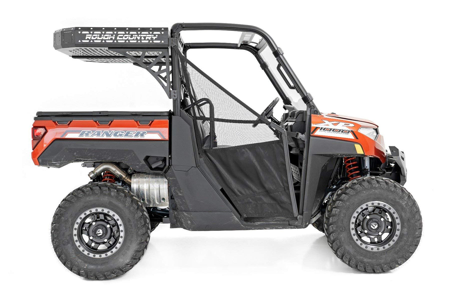 Rough Country Rear Cargo Rack for Polaris Ranger 1000 & XP 1000 - Heavy-Duty Steel with Tie-Down Mesh Panels, Easy Bolt-On Install