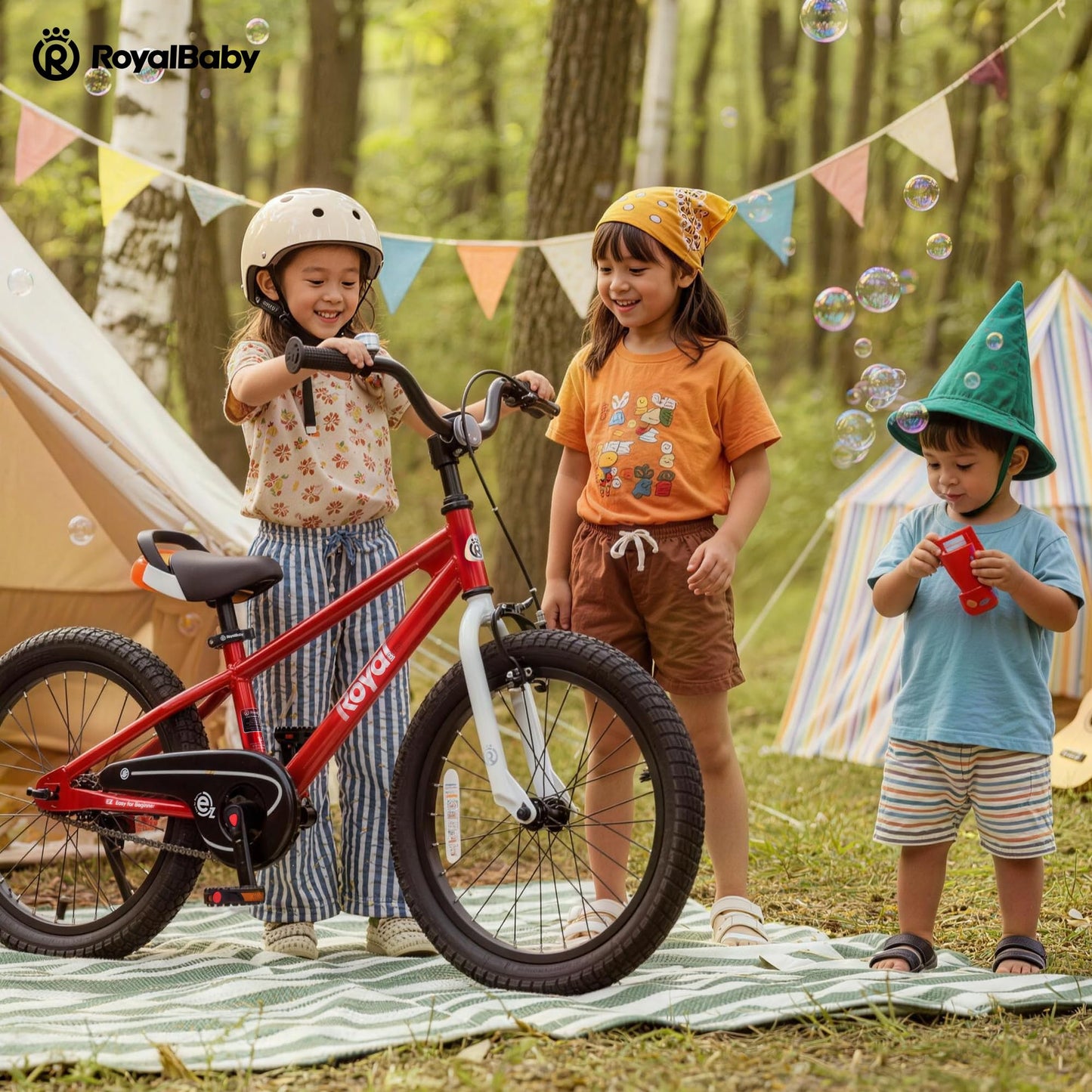 RoyalBaby EZ Kids Bike, 18 Inch Wheel Bicycle with Quick Release Crank for Beginners Easy Learn Biking, Boys Girls Ages 5-9 Years, Red