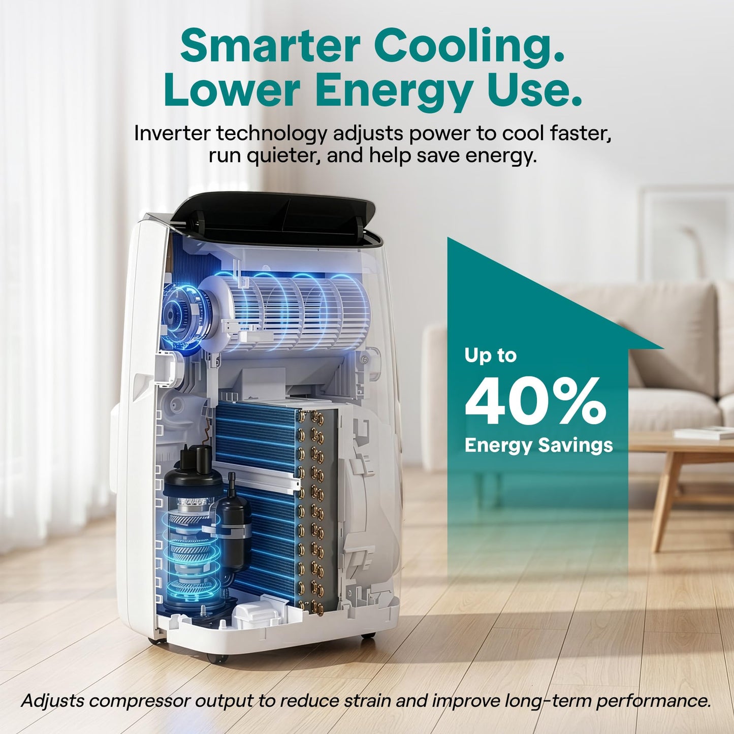 SereneLife 16000 BTU Inverter Portable Air Conditioner & Heater with Wi-Fi | Portable AC Unit with Dehumidifier, Fan Modes, Dual Hose System | Compact Standing Air Conditioner with Window Kit (White)