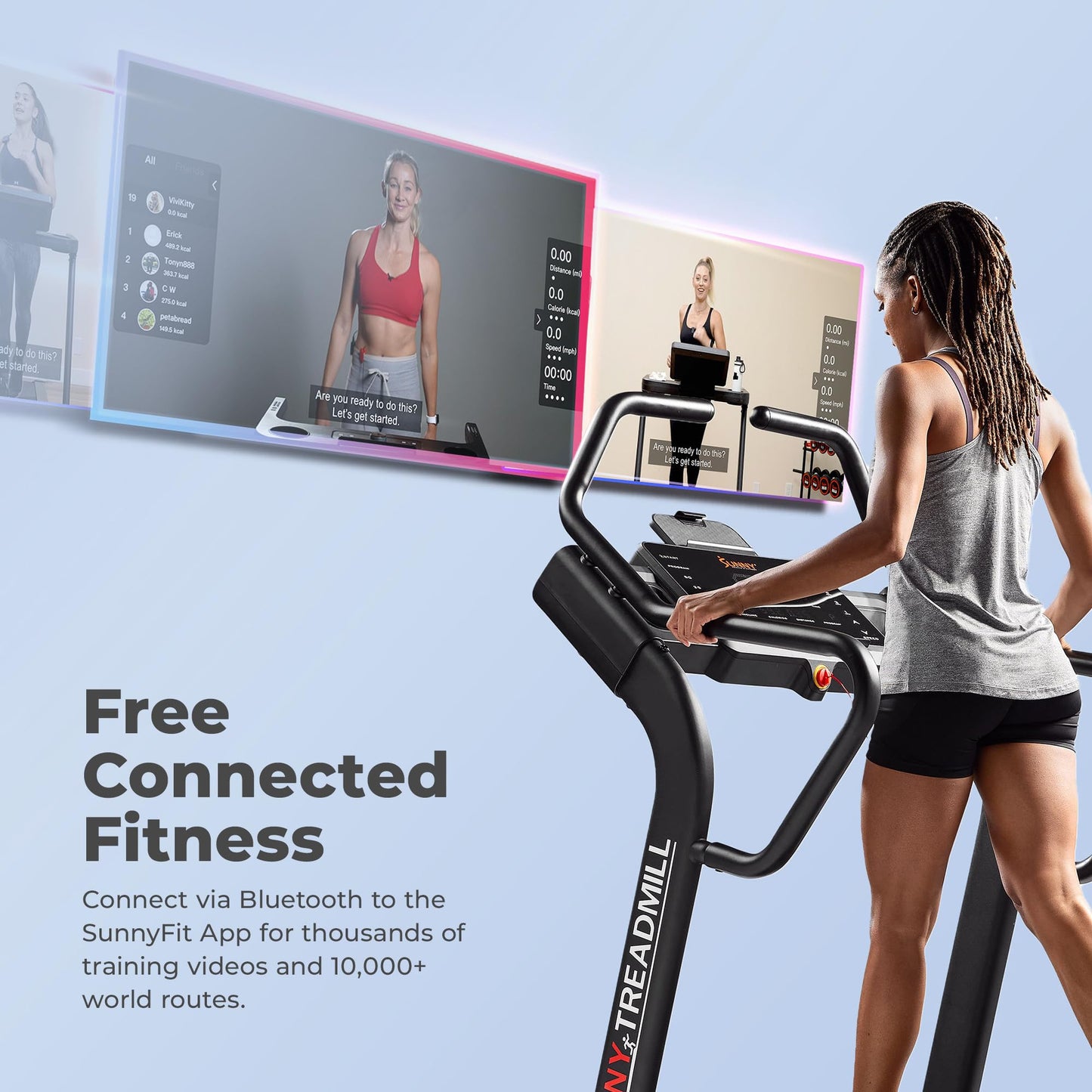 Sunny Health & Fitness Auto Incline Decline Treadmill for Home with Smart Connectivity and Interactive Console, Smooth and Quiet Motor with Cushion Deck, SunnyFit App Access