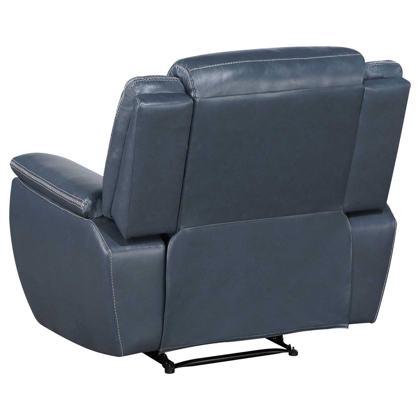 Coaster Home Furnishings - Sloane - Faux Leather Upholstered Recliner Chair with Manual Reclining, Padded Arms, and Pull Handle - Living Room - Blue - 610273