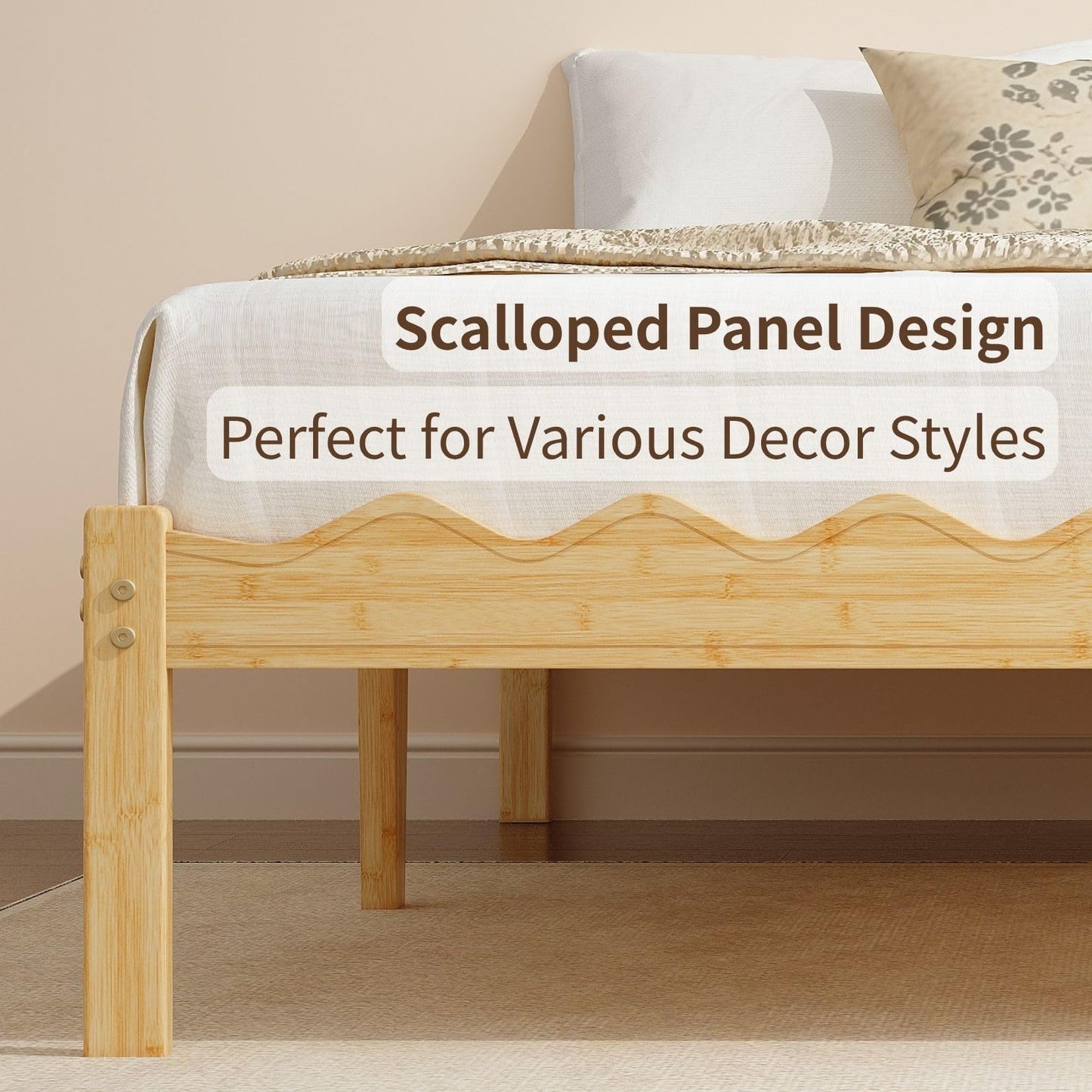 FSCHOS 14 Inch Bamboo Full Size Platform Bed Frame