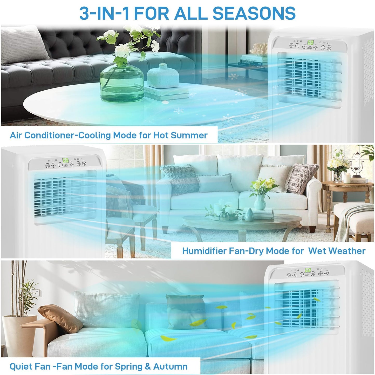 GarveeTech Portable Air Conditioners 10000 BTU for Rooms Up to 450 Sq, Ft, Portable AC with Cooling, Dehumidifier, Fan & Sleep Modes, Stand Up AC Units with Remote Control and Auto Evaporation