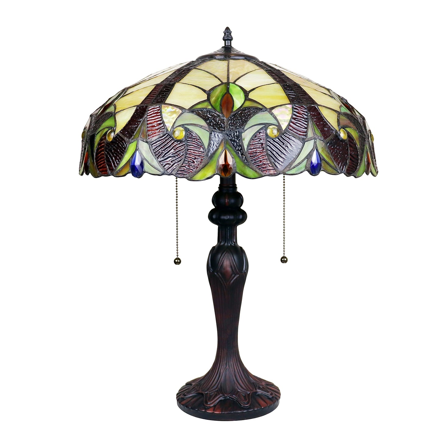 Chloe Lighting Adia Victorian Tiffany-Style Table Lamp, Dark Bronze, 18in Wide, Multicolor, Model CH38632AV18-TL2