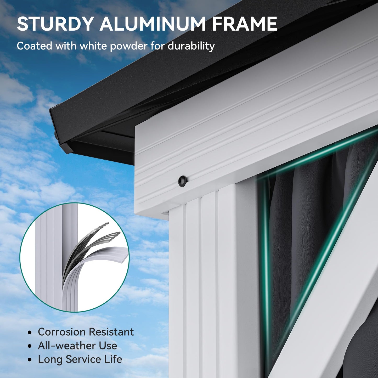 YITAHOME White Gazebo 10x12ft Hardtop Double Roof Canopy Galvanized Iron Aluminum Frame Outdoor Gazebo with Netting and Shaded Curtains Garden Tent for Patio, Backyard, Deck and Lawns, Grey Curtain