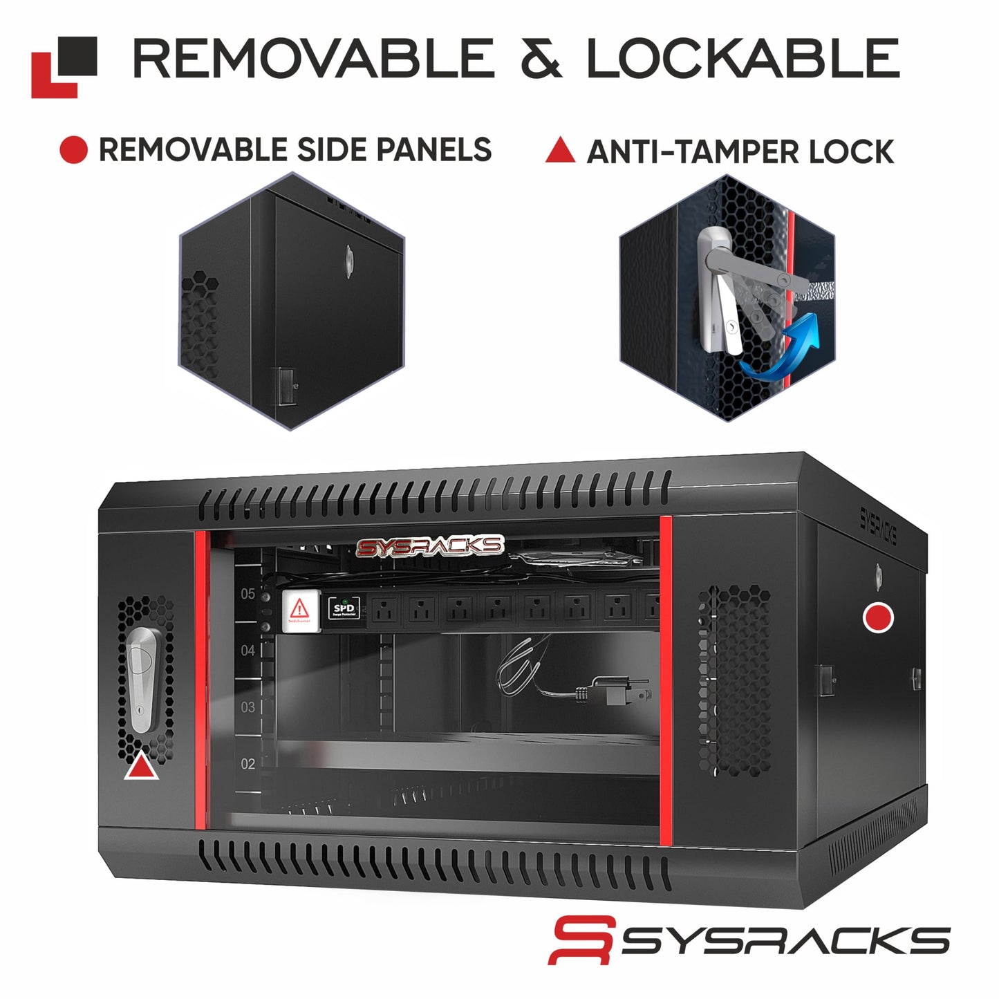 6U Wall Mount Home Lab Server Rack – 19" Locking Network Cabinet, 18" Deep Router & AV Rack with Fan, PDU and Shelf for NAS, Switches and Home Network Equipment