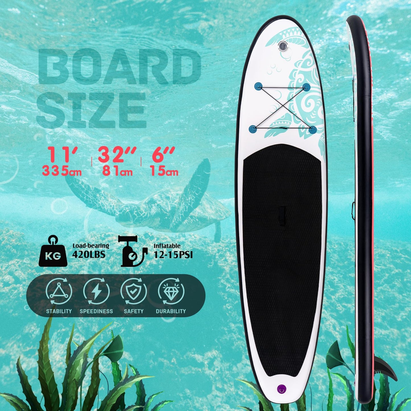 FunWater Inflatable Stand Up Paddle Board with Premium SUP Paddleboard Accessories, Anti-Slip EVA Deck, Paddle Boards for Adults & Youth of All Skill Levels