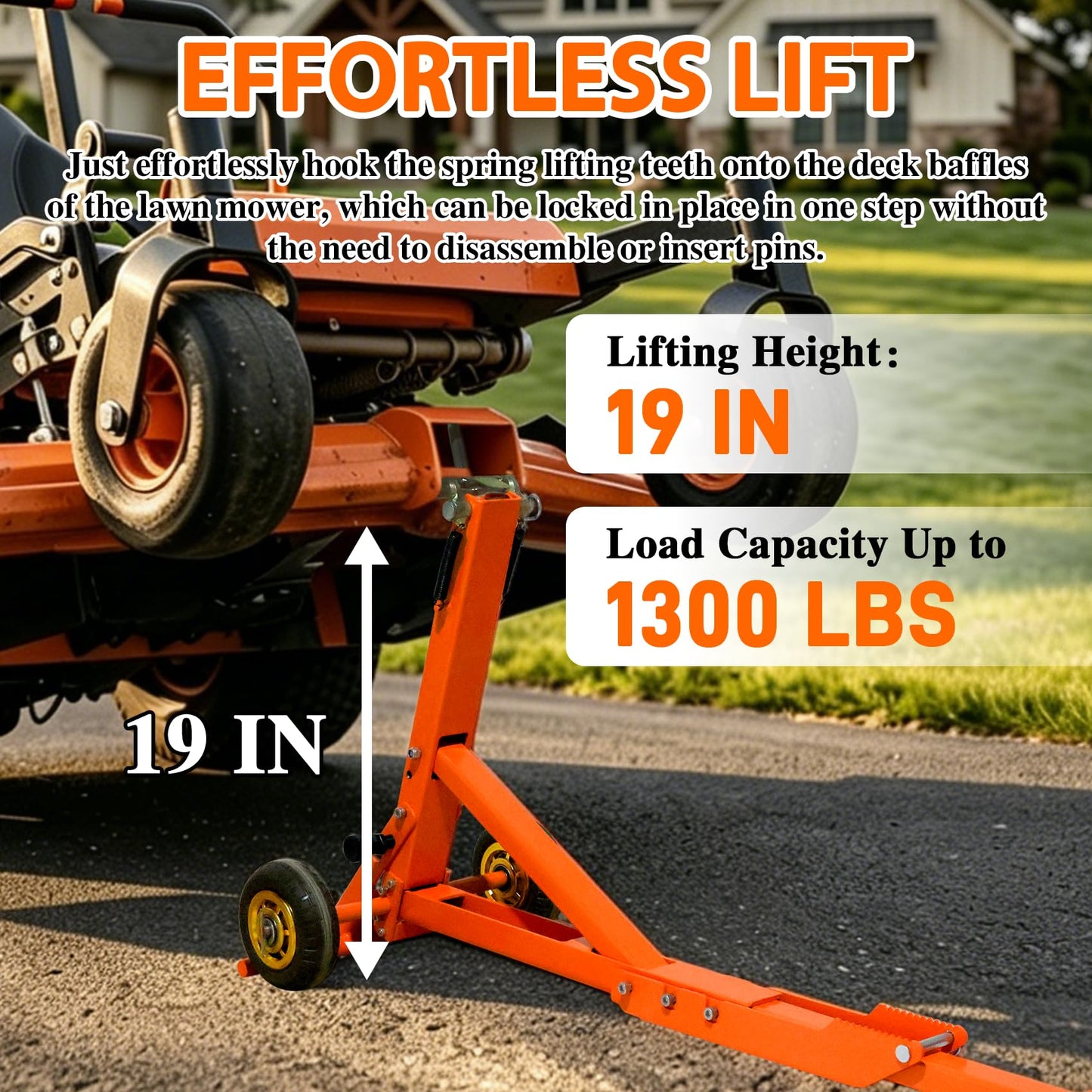 ApexscnView Lawn Mower Lift, Heavy-Duty Commercial or Push Mower Jack Up to 1300 Lbs, Zero Turn Mower Lift that Lift for Zero Turn Lawn Mower and Riding Lawn Mower, Etc.