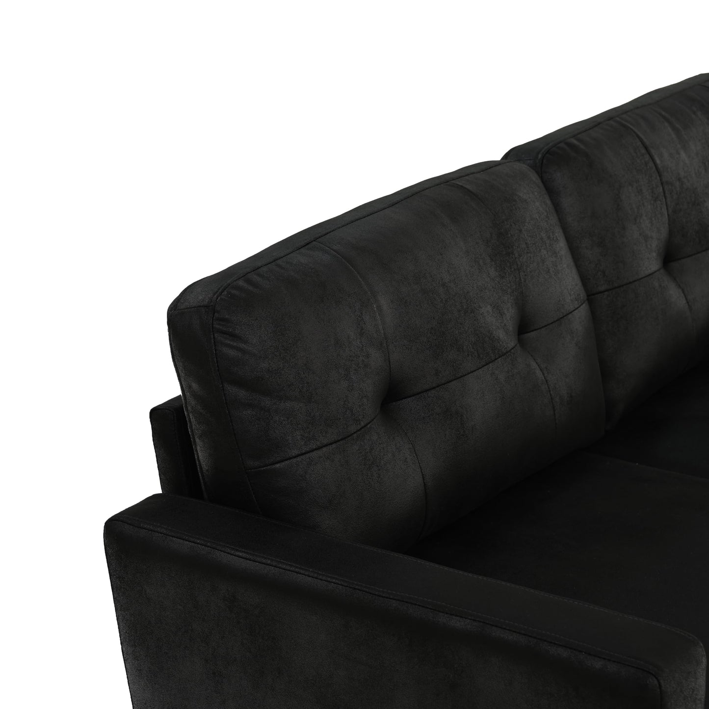 Eafurn Mid-Century Modern Loveseat Sofa Couch, 65” Small PU Leather Couch with Solid Wood Legs & Tufted Backrest, 2-Seater Faux Leather Settee for Living Room, Apartment, Office