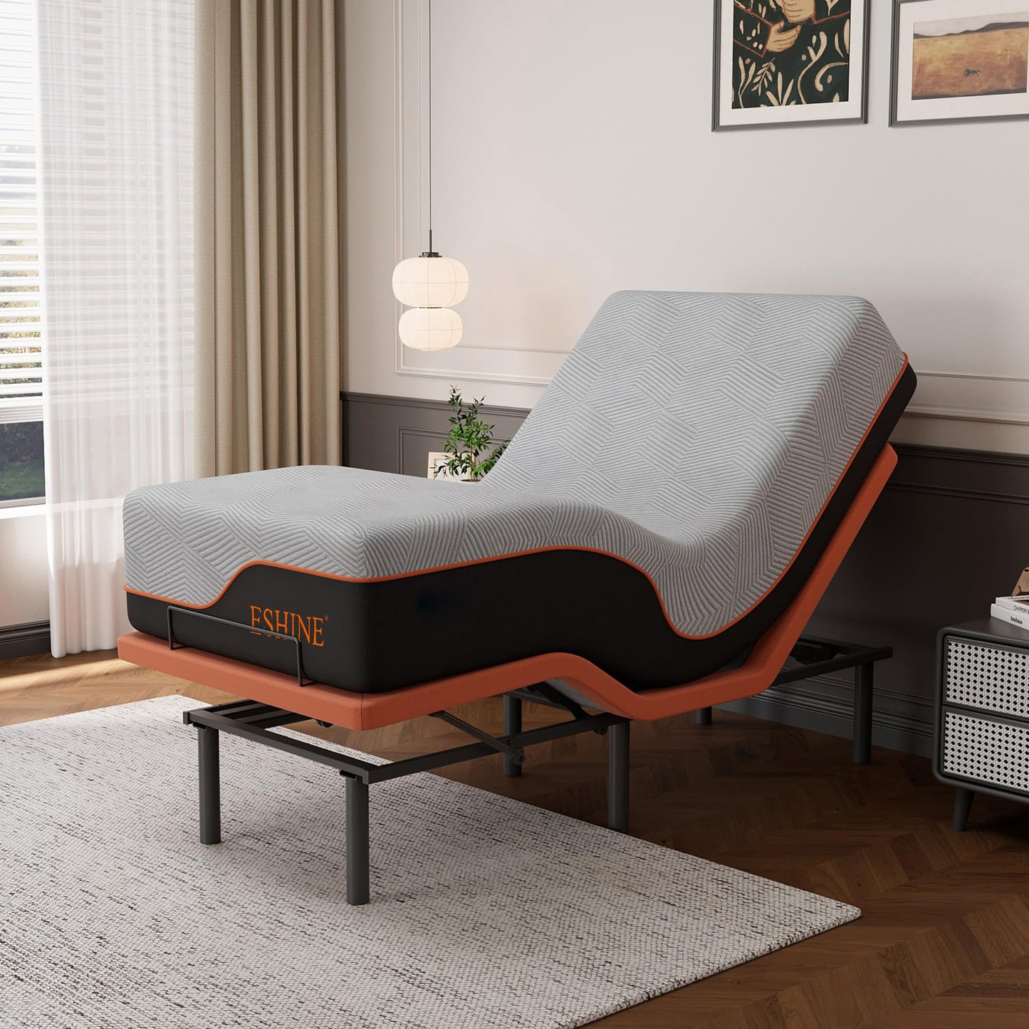 ESHINE 3000 Series Adjustable Bed with 14 inch Ultra-Plush Black Mattress - Twin XL