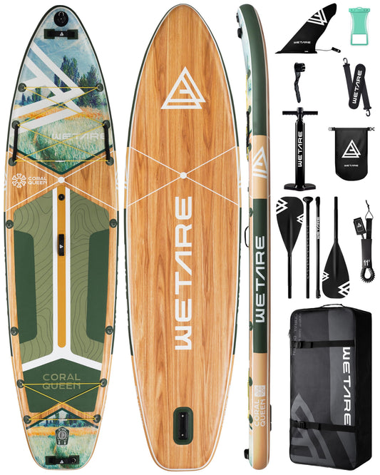 WETARE 11'6"x35" Inflatable Paddle Board, 450lbs Extra Wide Stand Up Sup Board for Adults, Blow Up Paddleboard Kayak Non-Slip Stable Deck Boat for Yoga Fishing Surf