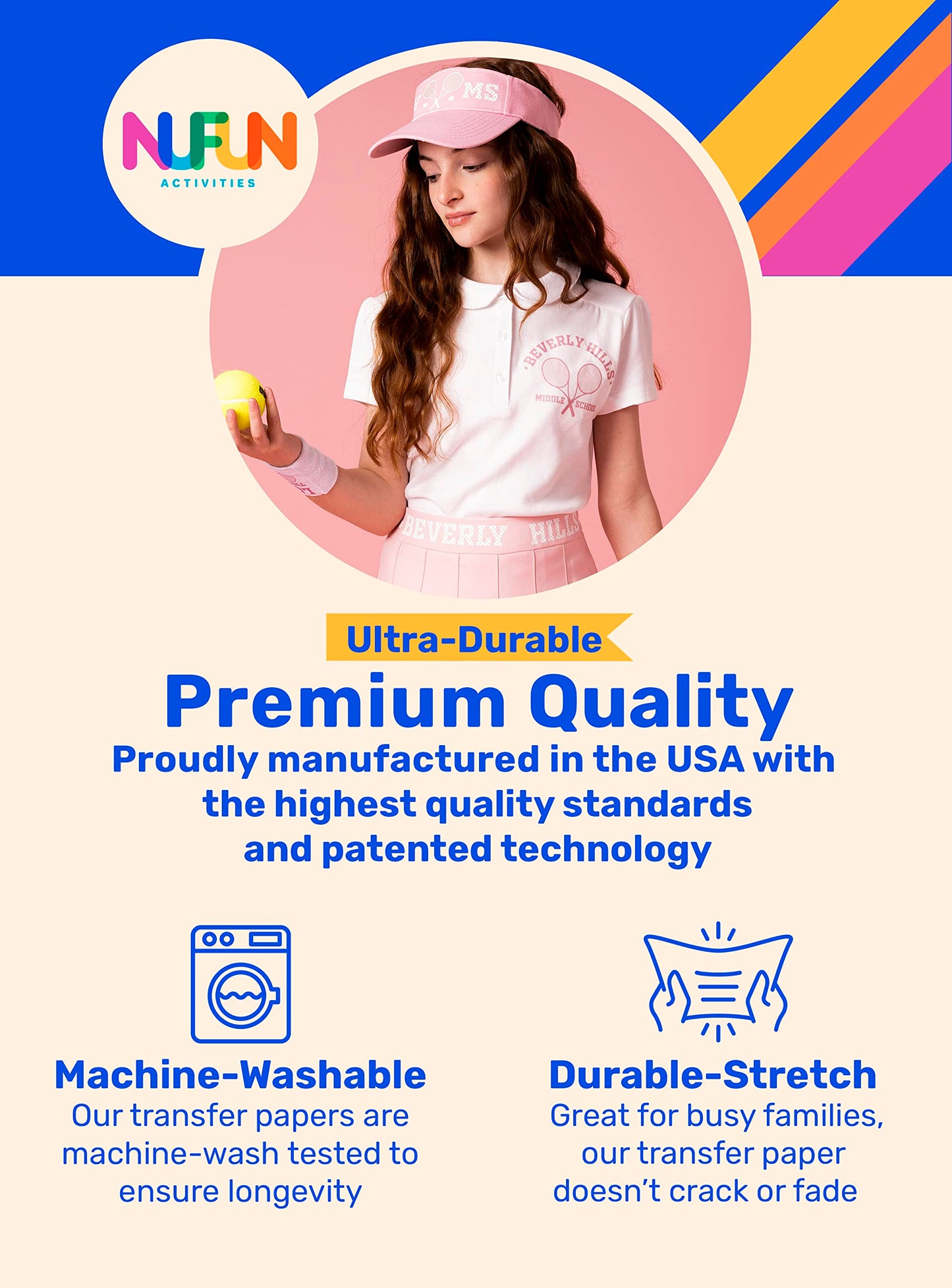 NuFun Activities Printable Iron-on Heat Transfer Paper for T Shirts, Light Fabrics, 500 Sheets 8.5 x 11 inch, Long Lasting, Durable, Professional Quality, Easy DIY, Non-Toxic, Made In the USA