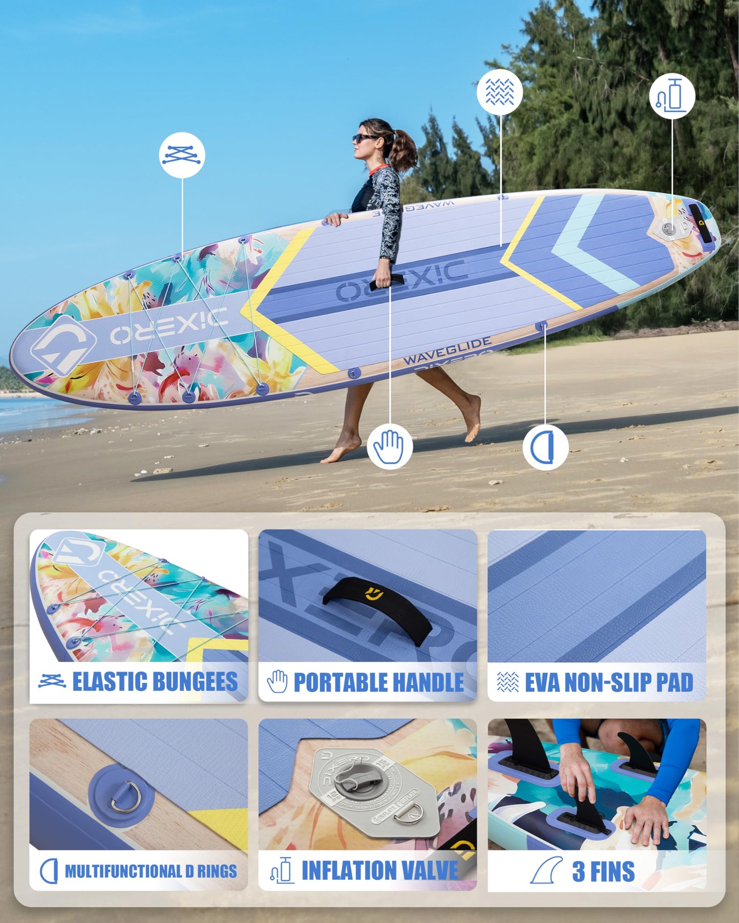 Dixero Inflatable Stand Up Paddle Board with SUP Accessories, Anti-Slip EVA Deck, 11'*33" Inflatable Paddle Boards for Adults & Youth of All Skill Levels
