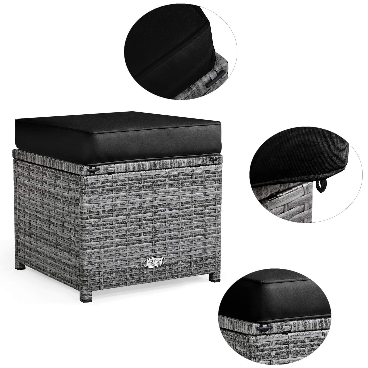 Tangkula 7 Pieces Patio Furniture Set, Outdoor Sectional Rattan Sofa Set with Cushions, All Weather Wicker Conversation Couch Set w/Dining Table & Ottomans for Backyard Garden Poolside (Black)