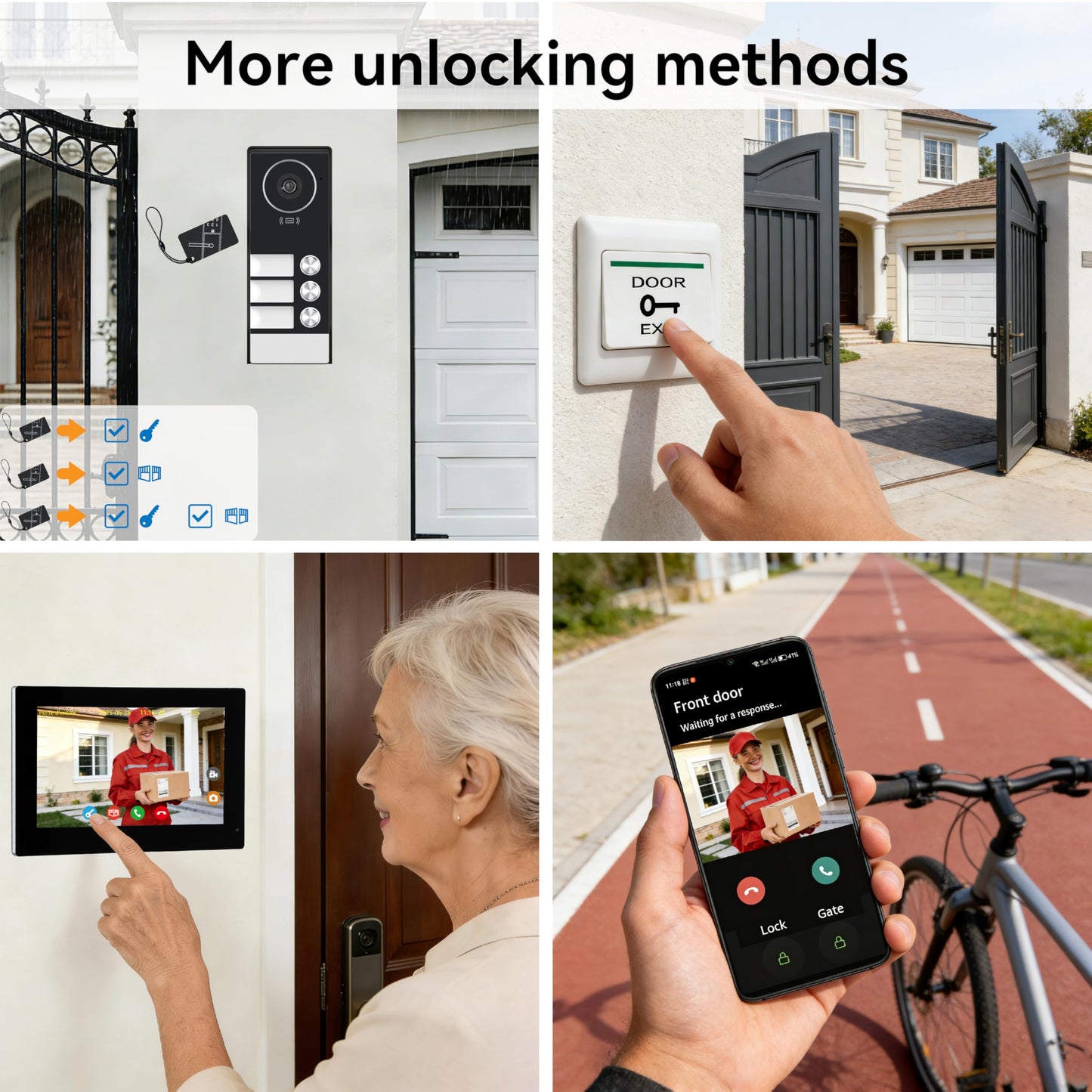 LUMOBELL 3 Units Apartment Video Intercom System,house video intercom. Wired Video Doorbell with 3 Unit 7-inch Touch Screens, 1080P Security Camera, Dual-Band WiFi 6, RFID Key Fobs & App Remote Unlock