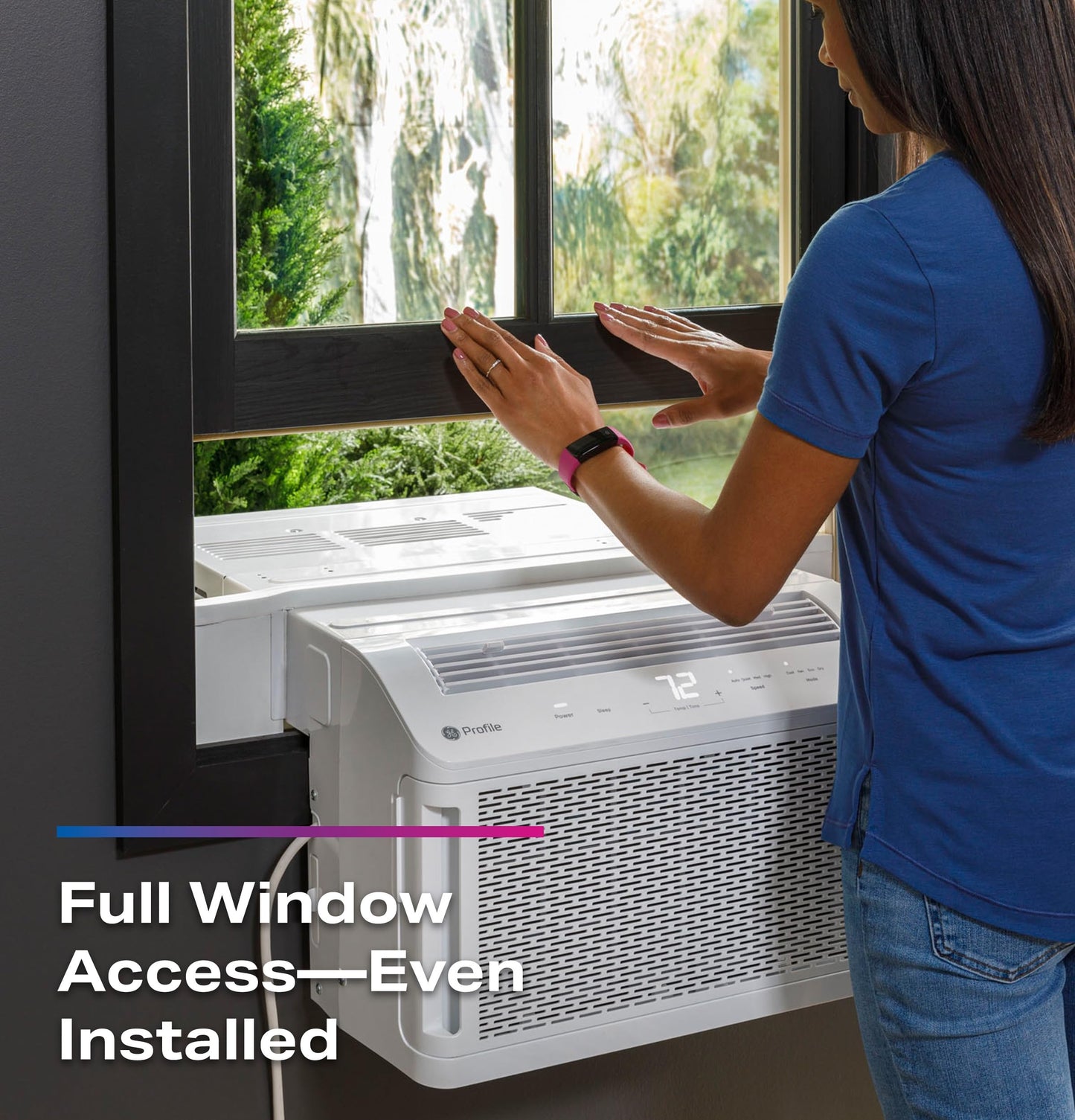 GE Profile ClearView Window Air Conditioner Unit, 8,300 BTU, Energy Efficient Cooling up to 350 sq ft., Ultra Quiet, SMART Home Capable, Includes Remote, White