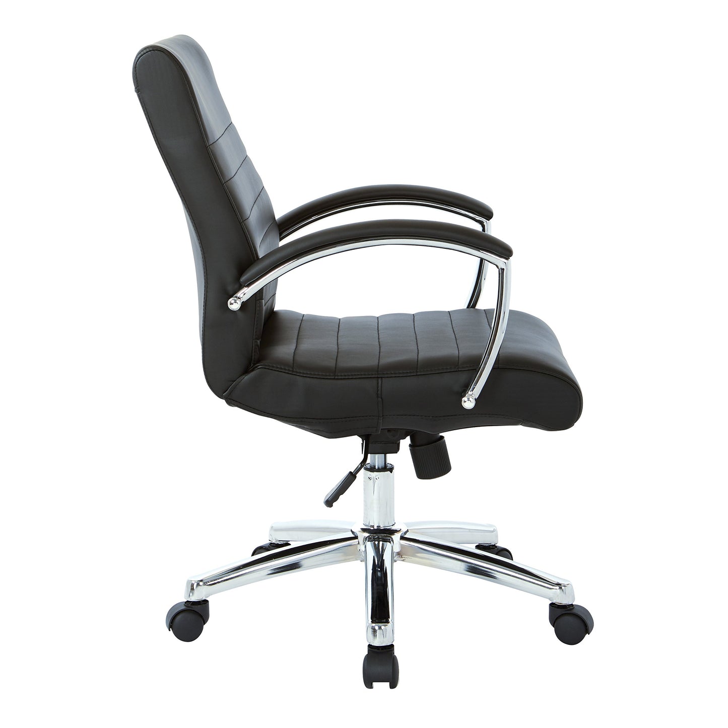 Office Star FL Series Executive Faux Leather Adjustable Office Chair with Built-in Lumbar Support, Low-Back, Black