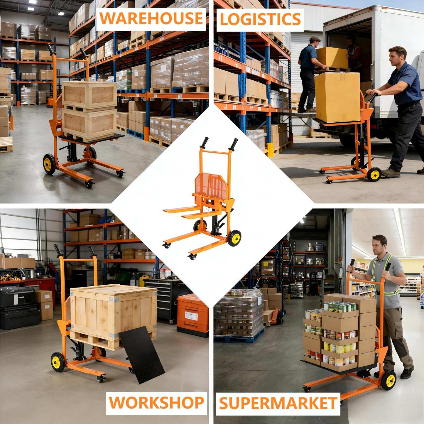 Hydraulic Material Lift with Steel Platform Board, 450 Lbs Capacity, 36" Max Lift Pallet Truck Dolly, Table Fork Lift with Adjustable-Width & Height Forks, for Garge, Workshop and Logistics Center