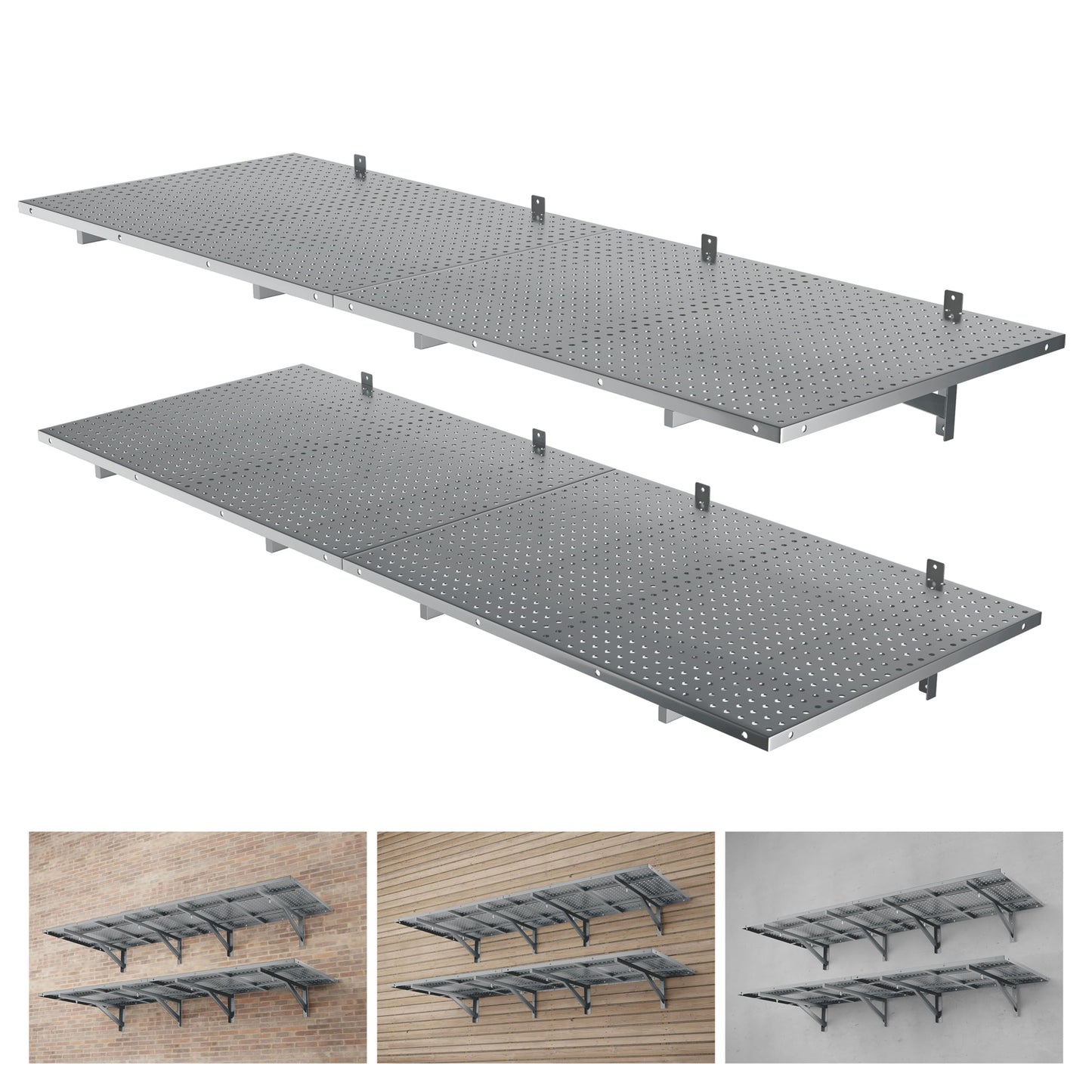 BOBIBAN 4 Pack Garage Wall Shelving Heavy Duty 2x3ft, Gray