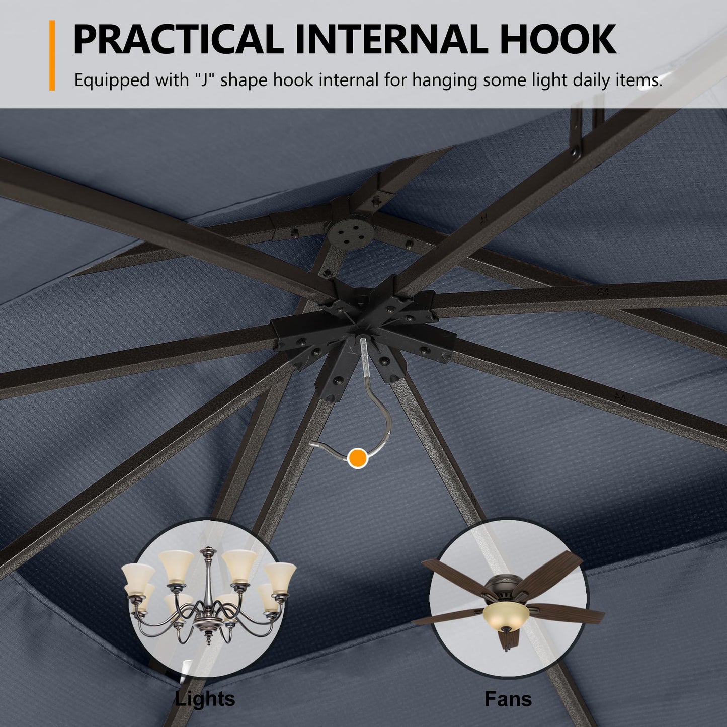 ABCCANOPY Outdoor Patio Gazebo 11x11 - Double Roof Canopy with Mosquito Netting for Backyard, Deck, Garden, Lawn, Dark Gray
