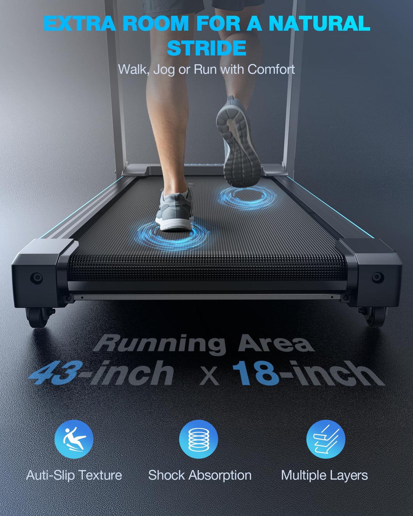 WELLFIT Treadmill with 15% Auto Incline, 400LBS Capacity, Foldable Treadmills with Handlebar, Heart Rate Sensor, LED Display, App Control, 4.0HP Heavy Duty Treadmill for Home, Seniors, Adults, Teens