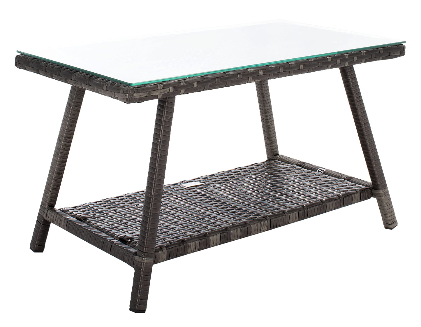 SAFAVIEH Outdoor Collection Aboka Grey Brown/White Cushion 4-Piece Conversation Patio Set PAT7505C