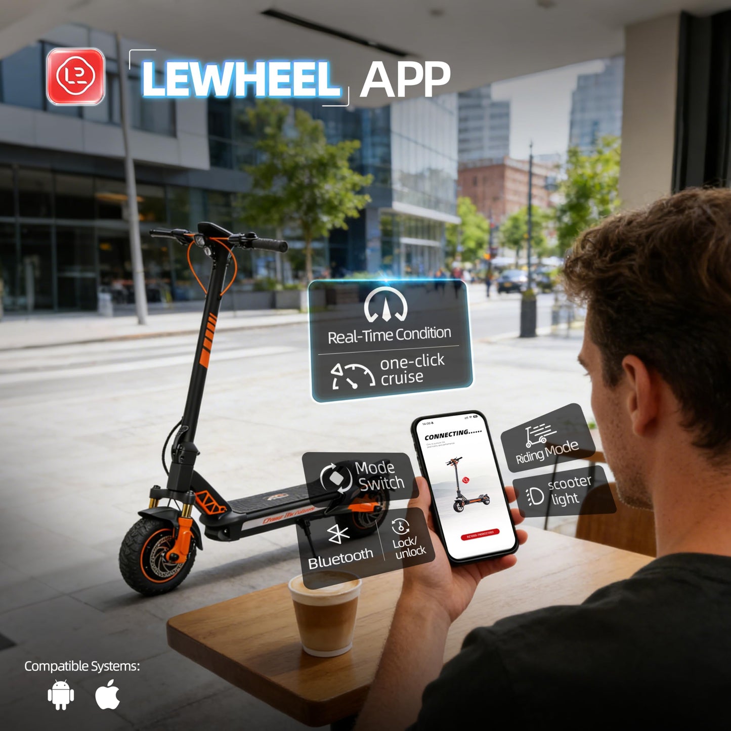 Electric Scooter Adult, 1600W*2 Dual Motor RZ1000, Up to 40-50 Miles Long Range/MAX Speed 31 Mph, Self-Sealing Off Road Tires with 1152Wh Battery & Dual Suspension Commuting Fast Electric Scooter