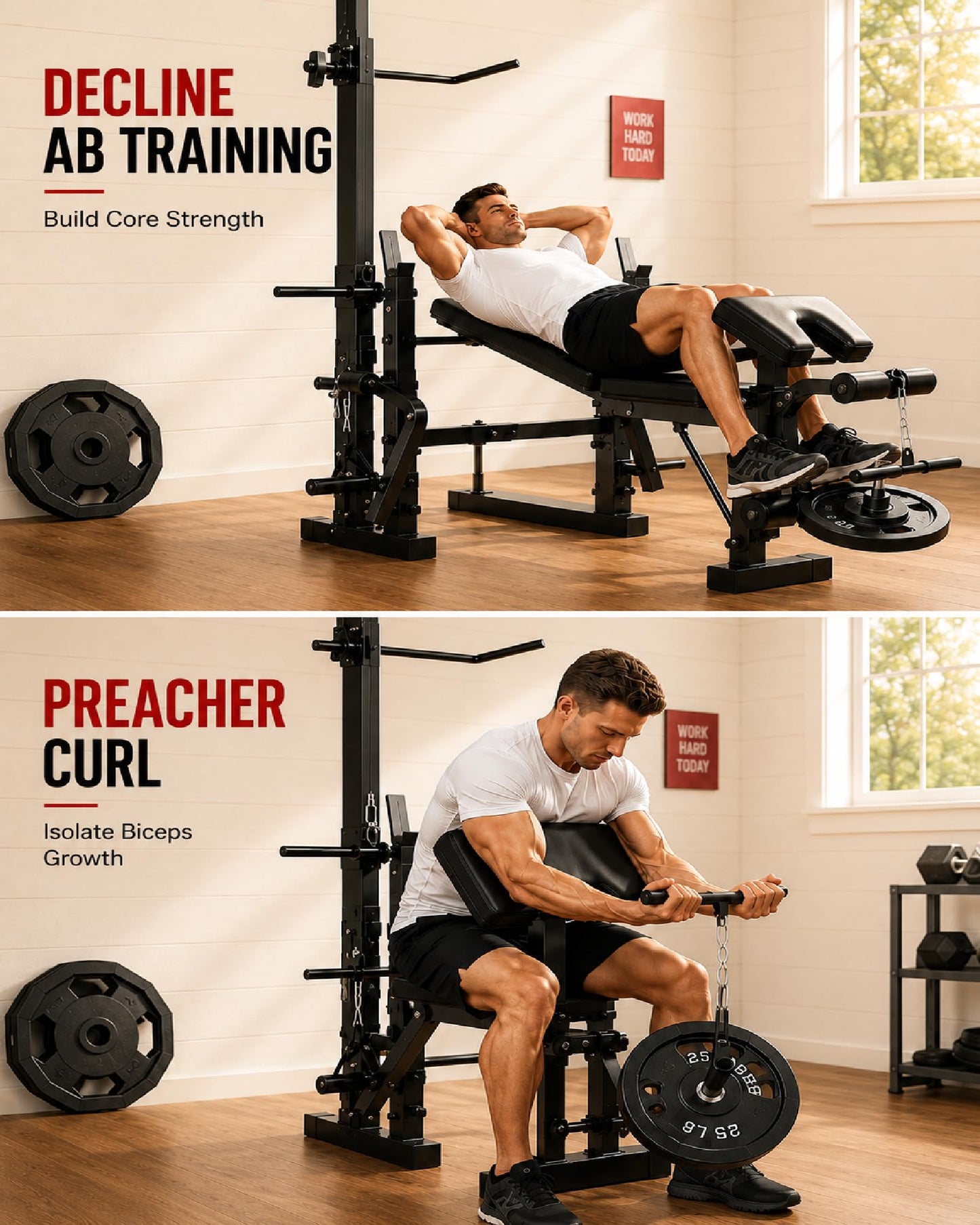 Garvee 8 in 1 Olympic Weight Bench Set with Leg Extension & Curl, Adjustable Bench Press Set with Rack, Preacher Curl Pad, Chest Fly，Lat Pulldown, Multi-Function Home Gym Strength Training Equipment