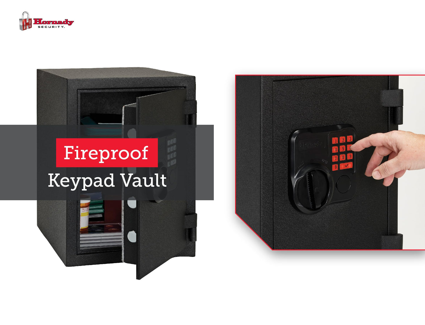 Hornady Fireproof Safe for Guns and Valuables with Keypad Entry - Secure Your Firearms, Cash, Documents, Jewelry and More - 4-6 Digital Keypad Entry, Interior Light and Backup Key - Item 95407