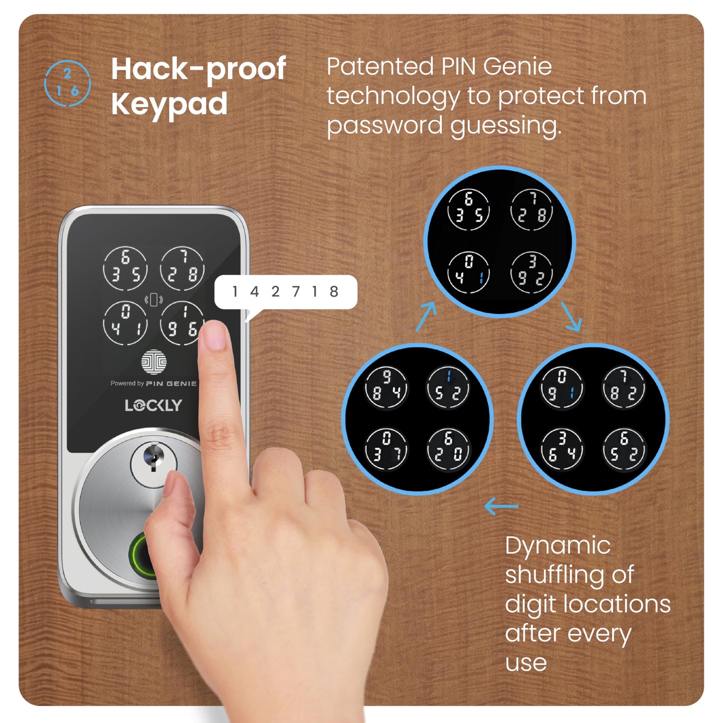 Lockly Secure Pro Smart Door Lock,Fingerprint Keyless Entry Door Lock,Apple Home Key Compatible,Auto Lock, App Remote Control,IP65 Waterproof,Easy Installation