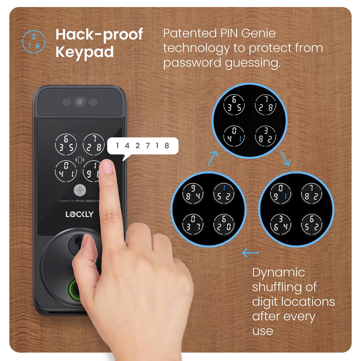 Lockly Visage Zeno Series Smart Lock, Facial Recognition & Fingerprint Keyless Entry Door Lock, Built-in Wi-Fi Deadbolt with Apple Home Key, PIN Genie Keypad, App Remote Control, Easy Installation