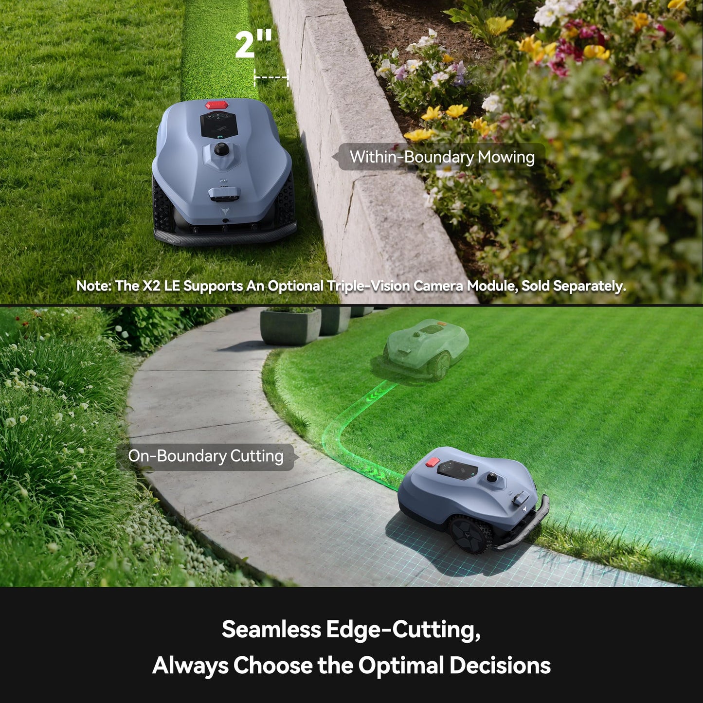 HOOKII Neomow X2 LE 360° 3D LiDAR Robot Lawn Mower, Wire Free for 0.37 Acre, No RTK Antenna, 4G App Control, GPS Anti-Theft, 13Ah, IPX6, Support Upgrade AI Bionic Triple Vision Module for Auto-Mapping