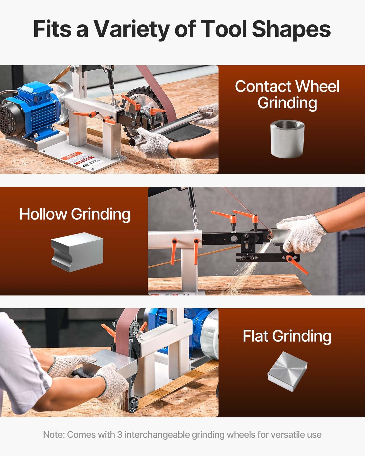 VEVOR 1500W 2HP Belt Sander Grinder, 2" x 82" Variable Speed Belt Grinder for Metalworking, 3 in 1 Belt Sander Polisher with 3 Grinding Moulds & Flat Platen Tool Rest for Knife Making