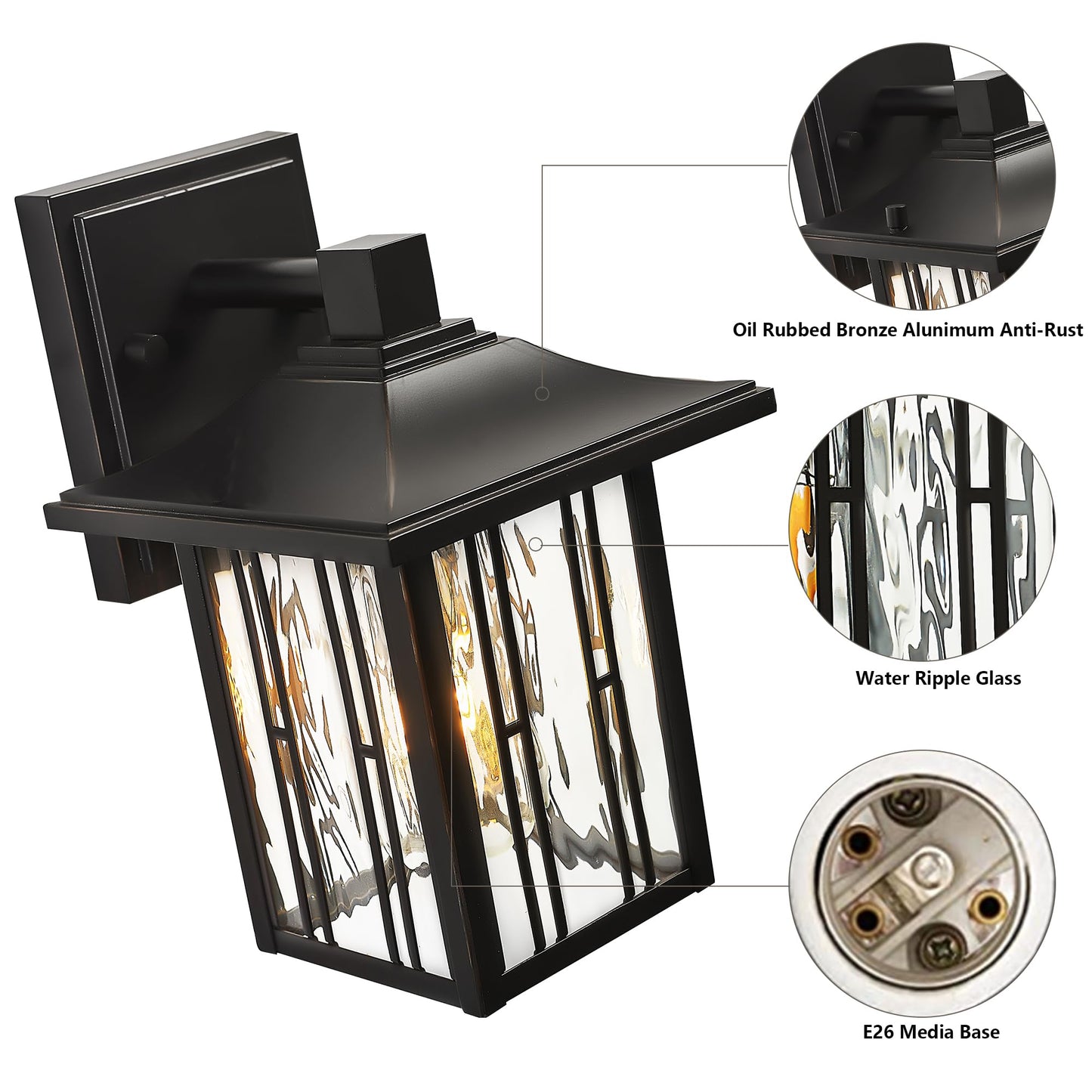 OUPAVOCS Outdoor Wall Lights, Waterproof Metal Sconce, Oil Rubbed Bronze, 1 Pack, Model FTL-OW-090