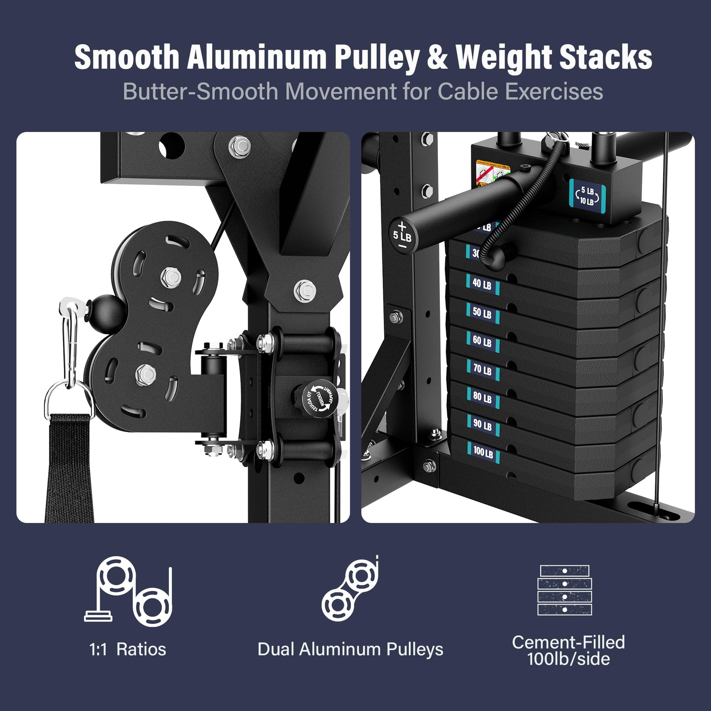 Major Fitness Drone2 Premium Smith△ Machine, All-in-One Home Gym Squat Rack with Aluminum Pulley Set, Weight Bar (BK D2AW Package(with Black Bench+230lb))