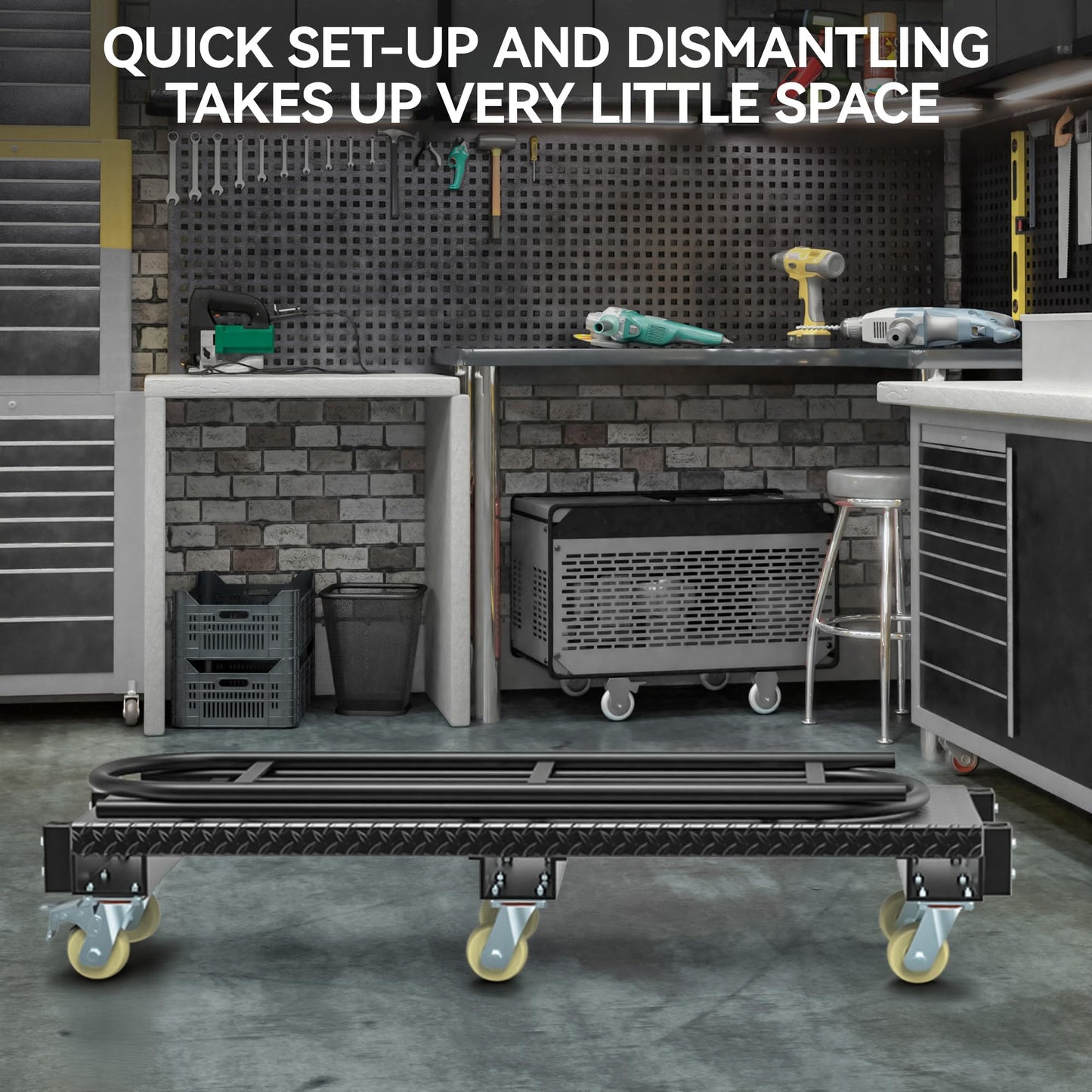 YITAMOTOR Heavy Duty U-Boat Platform Truck, 63" L x 15.75" W x 60.8" H Narrow Aisle U-Boat Cart with Thick Steel Deck 2000 Lb. Capacity, Industrial Uboat Utility Cart with 6 Swivel Casters & 2 Brakes