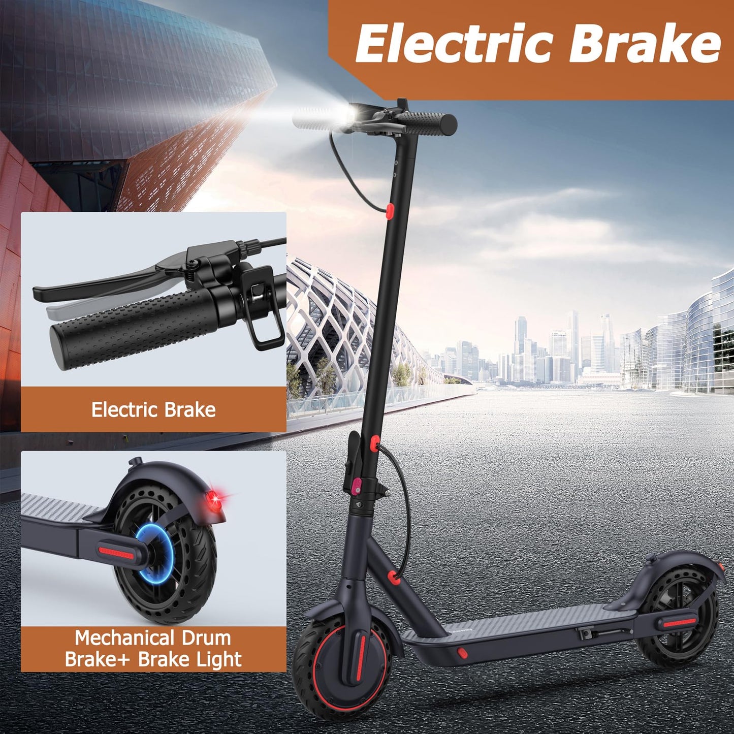 Qlaway 8.5" E Scooter for Adults 19 MPH 350W Motor 187.2WH Battery, Motorized Scooter Up to 15 Miles Range, Foldable, Bearing 265 LBS/APP Control
