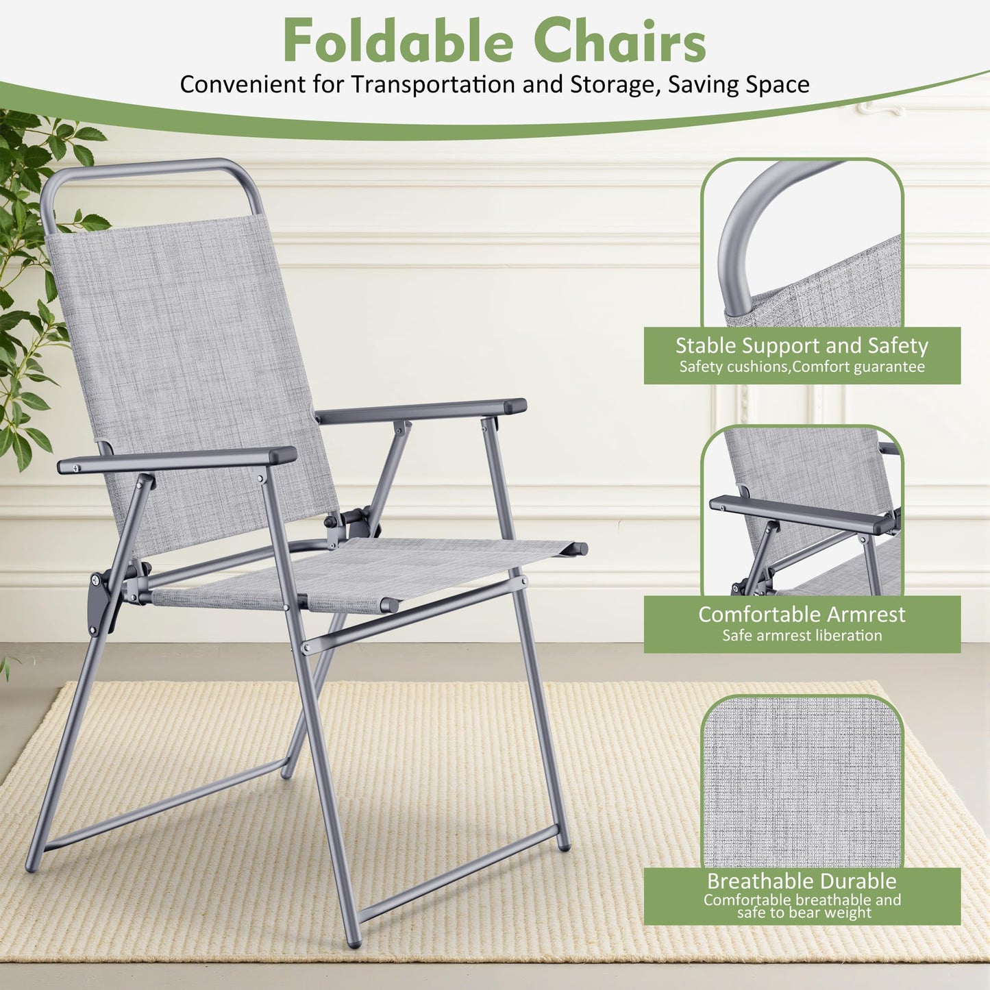 Shintenchi 6 Piece Outdoor Patio Furniture Set, Small Outdoor Patio Dining Table and Chairs Set, Outdoor Seating with Umbrella for Backyard, Balcony, Front Porch, Ice Silver